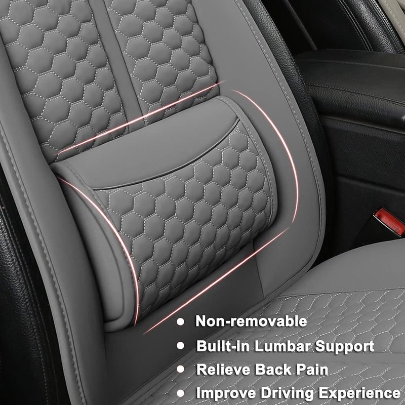 Black Panther Car Seat Cover, 1 Piece Universal Sideless Driver Seat Protector, with Lumbar Support and Headrest Cover (Gray) - Image 3